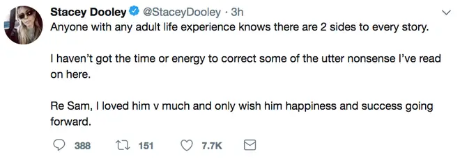 Stacey Dooley tweeted this after her ex's interview