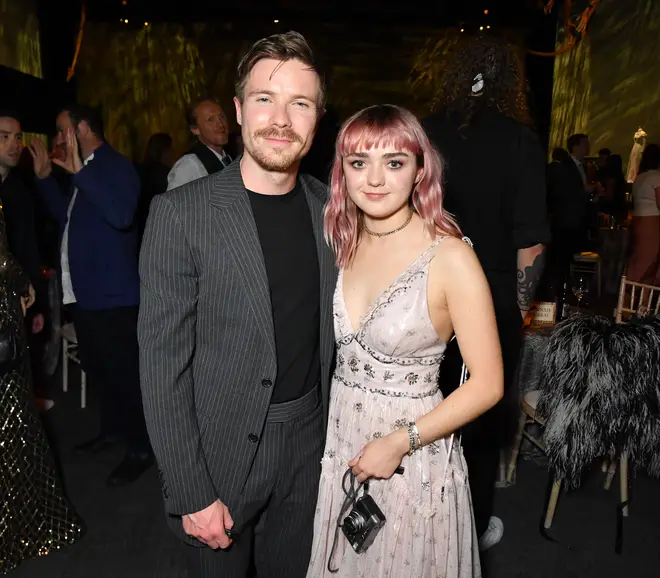 Maisie Williams and Joe Dempsie pose at the Belfast Premiere for Game of Thrones