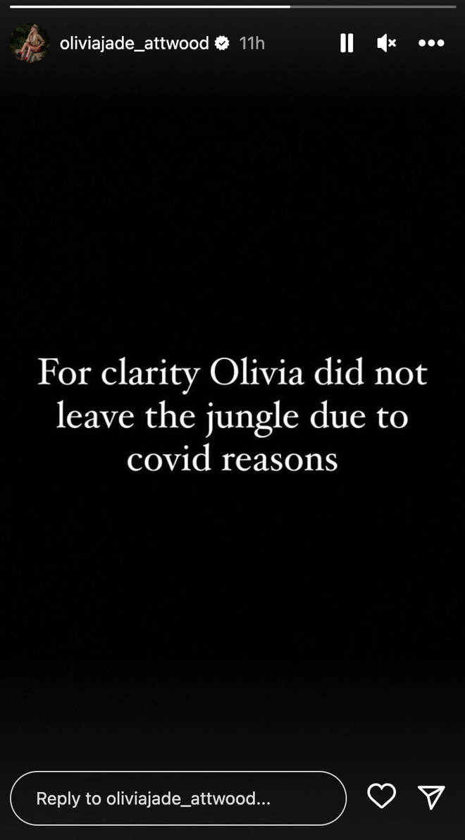 Olivia Attwood's family said her reasons for leaving I'm A Celeb were not due to Covid