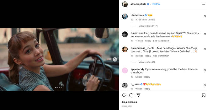 Chris Evans left a comment on Alba's new post