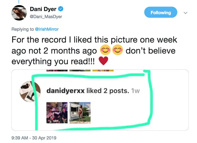 Dani Dyer is not here for claims she was liking other people's pictures whilst with Jack Fincham