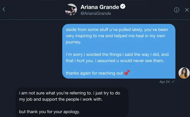 Roslyn Talusan received a direct message from Ariana after the backlash