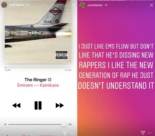 Justin Bieber is not here for Eminem dissing other artists on tracks 'The Ringer'