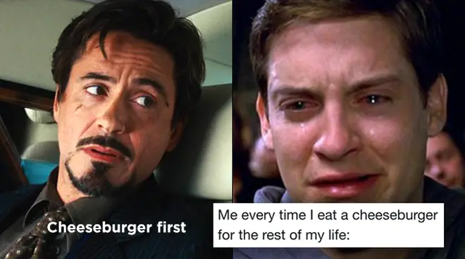 Tony Stark's cheeseburger quote in Iron Man is referenced in Endgame