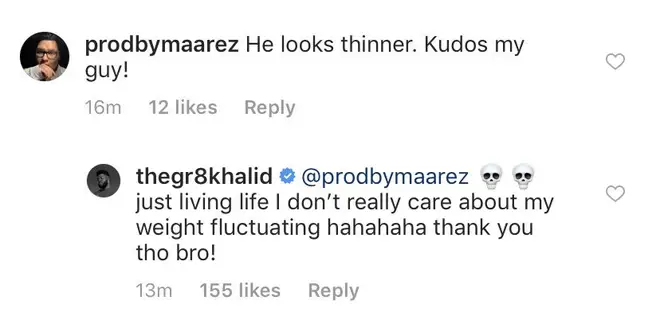 Khalid responded to a fan who commented on Instagram