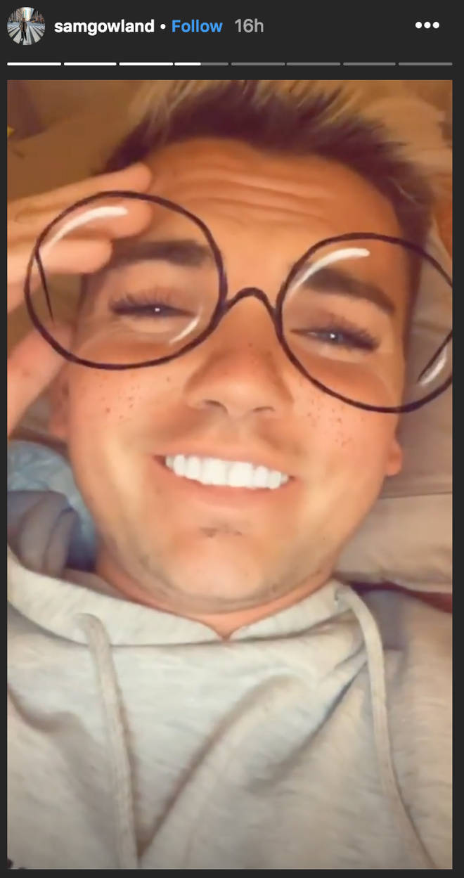 Sam Gowland laughs on Instagram story after Chloe Ferry's rant