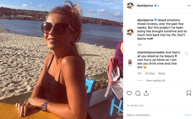 Dani Dyer shared an Instagram post explaining how happy she is