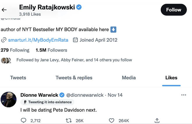 Emily Ratajkowski 'liked' a tweet about 'dating' Pete Davidson