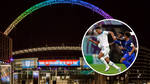 Wembley was lit up in rainbow colours