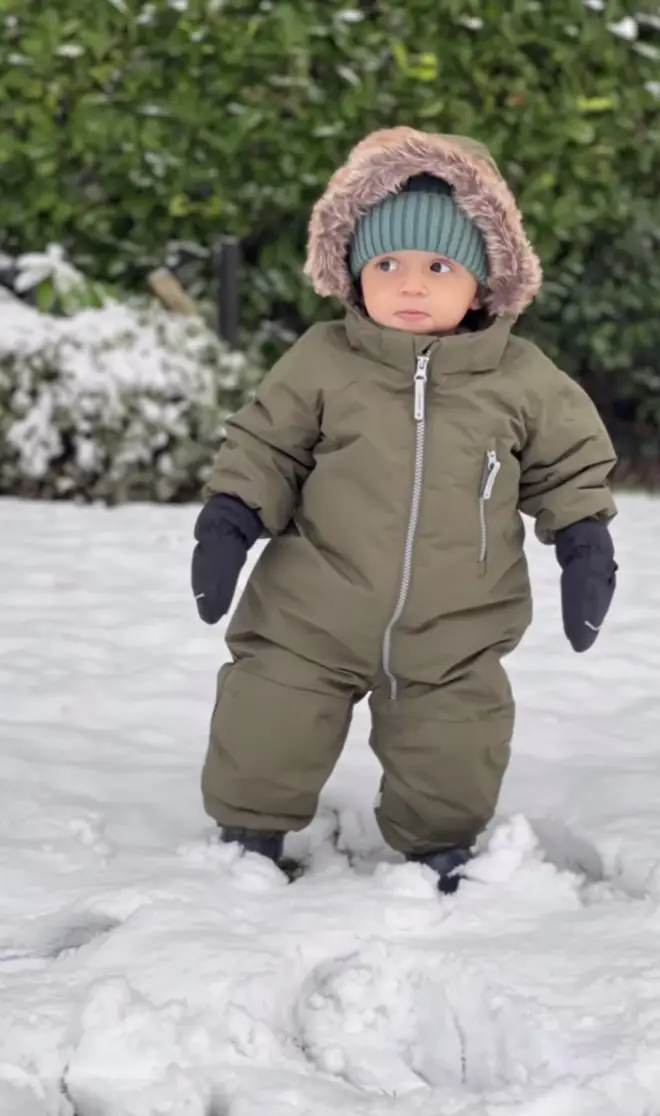 Baby Axel is enjoying his first snow day