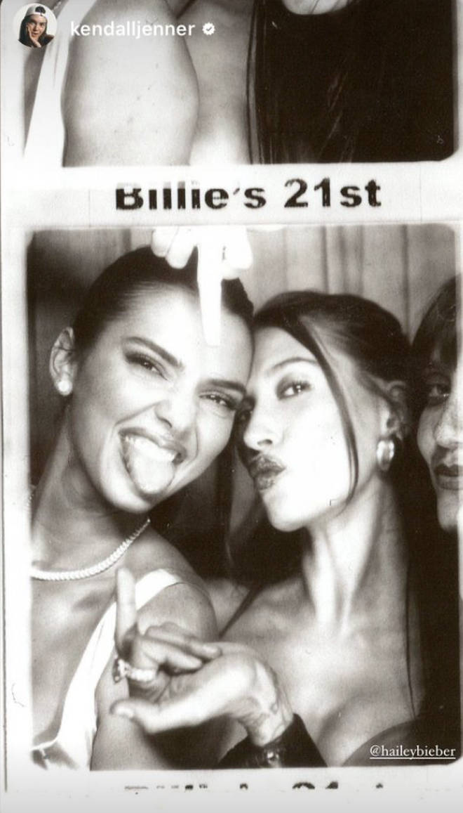 Hailey Bieber and Kendall Jenner took snaps in the photo booth