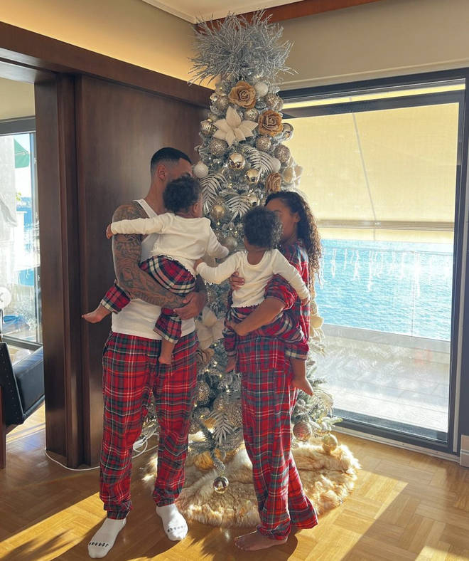 Leigh-Anne Pinnock and Andre Gray with their babies on their second Christmas
