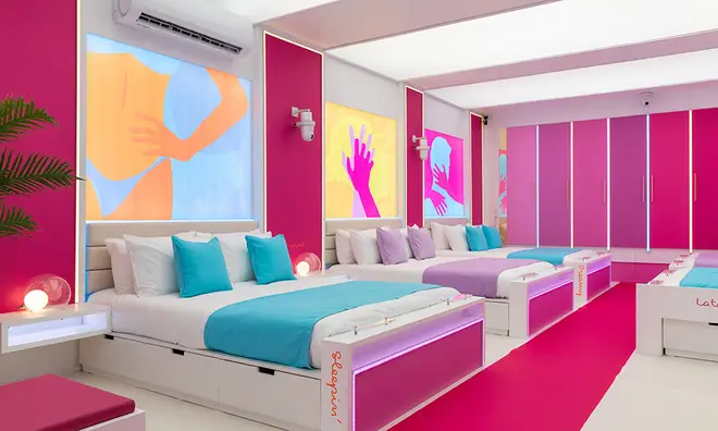 Love Island villa bedroom