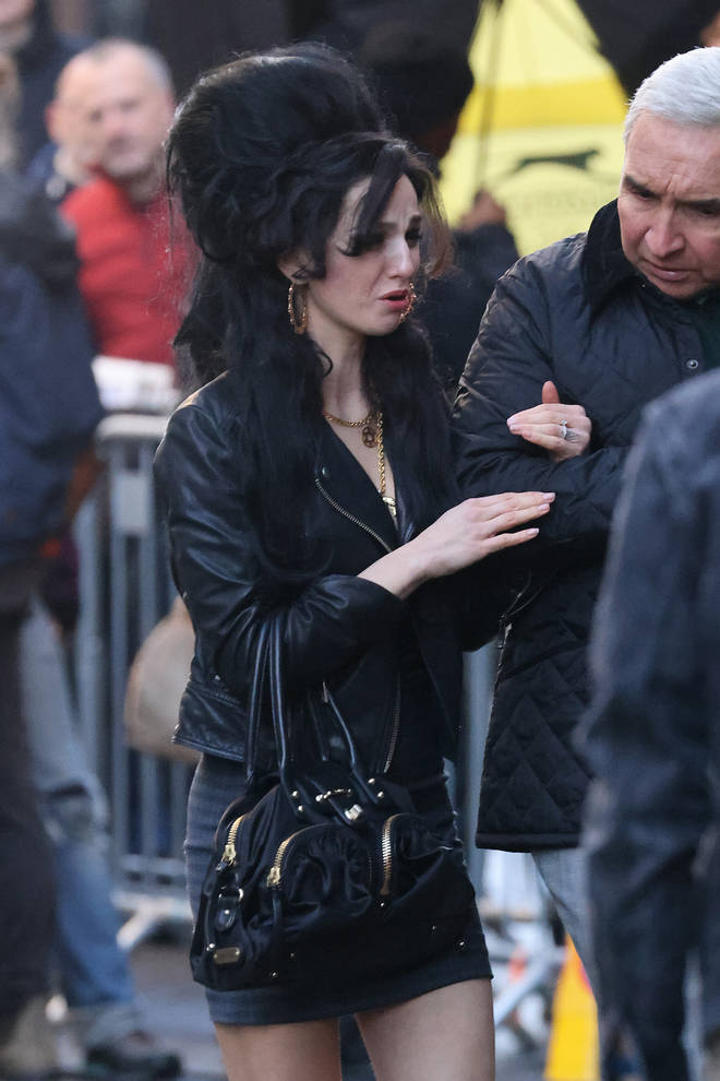 Marisa Abela and Eddie Marsan filming the new Amy Winehouse inspired movie 'Back to Black'