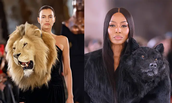  Naomi Campbell and Irina Shayk wore the animal heads on the catwalk