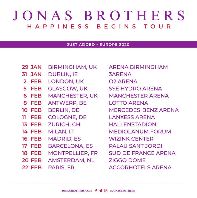 jonas brothers tour song list