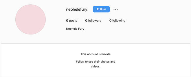 Fans noticed Nephele Fury has already been set up on Instagram