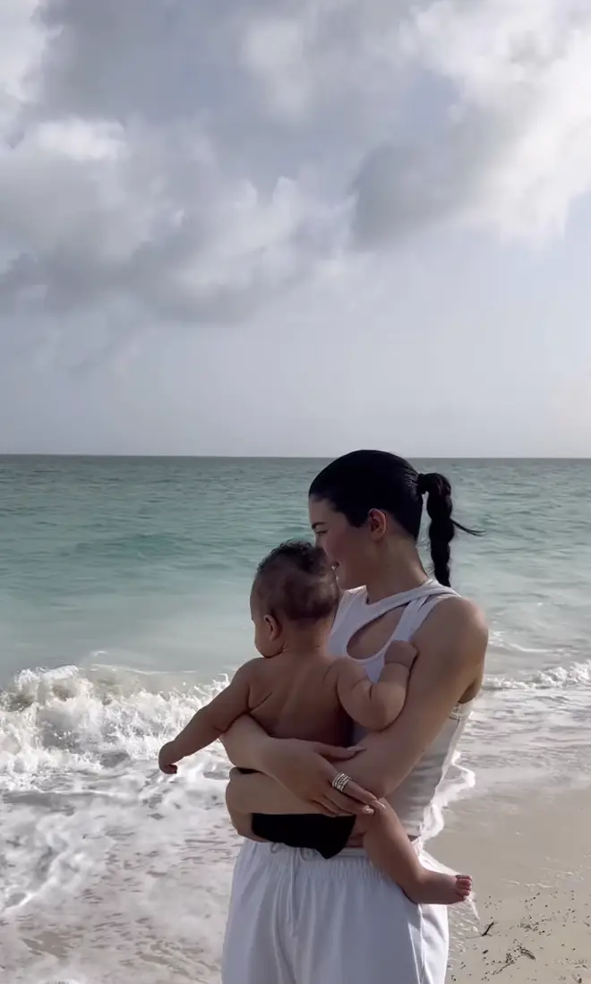 Kylie shared videos from family beach days