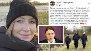 Nicola Bulley's sister says there's "no evidence" that the missing woman (L) fell into the river, in response to a police hypothesis revealed at a press conference earlier today.