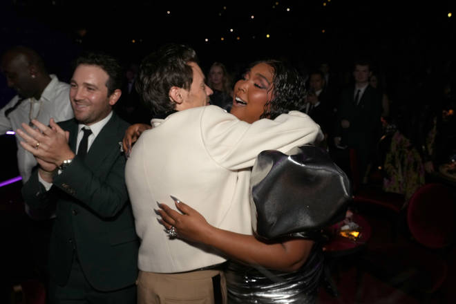 Harry Styles and Lizzo celebrated their wins together at the 65th GRAMMY Awards