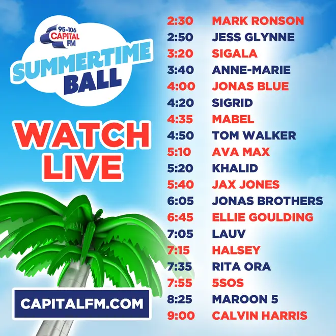 The official stage times for the 2019 Summertime Ball