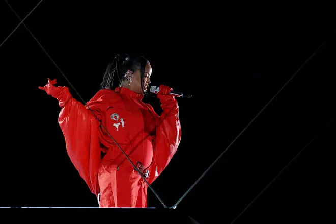 Rihanna showcased her baby bump during the Super Bowl halftime show