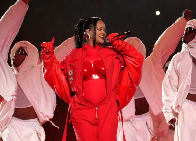 Rihanna showcased her baby bump during the Super Bowl halftime show