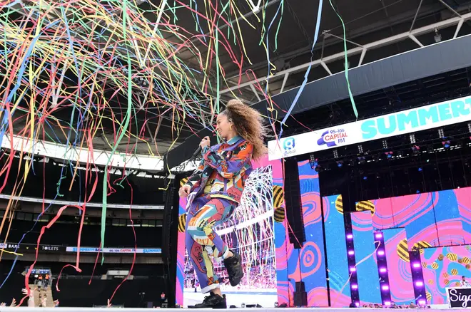 Ella Eyre performing on stage at Capital’s Summertime Ball 2019
