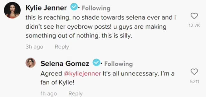 Kylie Jenner and Selena Gomez both slammed any shadiness