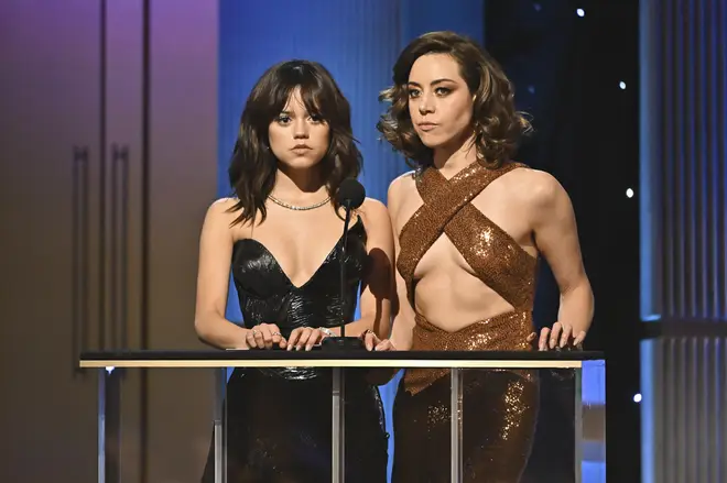 Jenna Ortega and Aubrey Plaza had a hilarious exchange at the SAG Awards