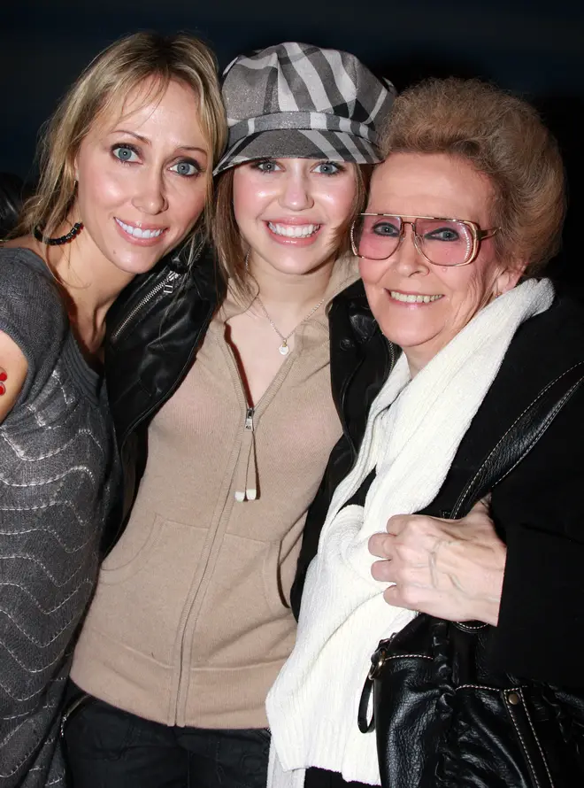 Miley Cyrus with her mum Tish and grandma 'Mami'