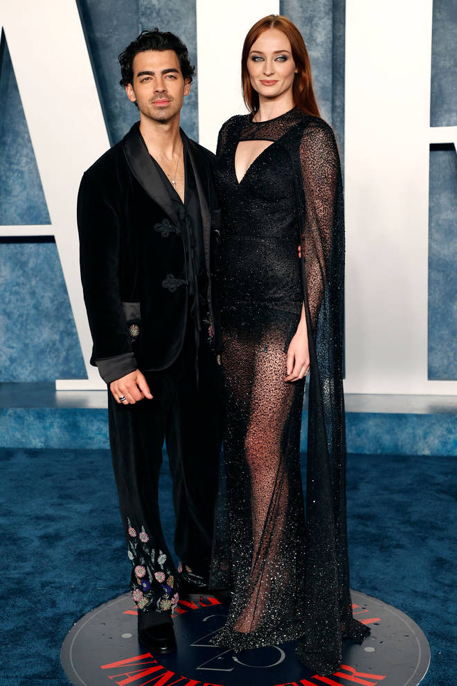 US singer Joe Jonas and Sophie Turner attend the Vanity Fair 95th Oscars Party