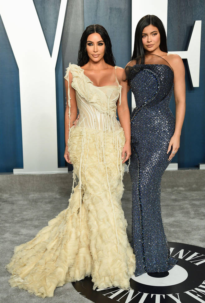Kim Kardashian and Kylie Jenner at the 2020 Oscars Vanity Fair afterparty