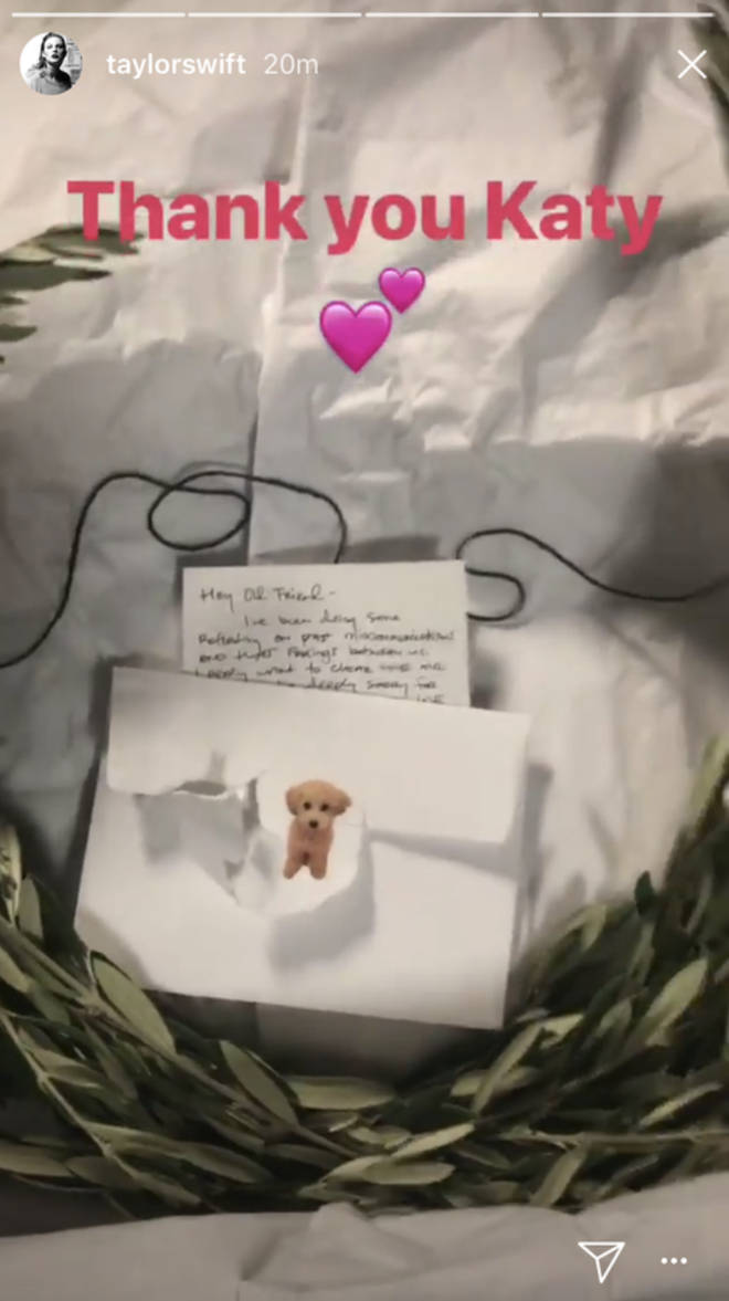 Katy Perry sends Taylor Swift an olive branch.