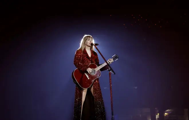 Taylor wore three 'Red' outifts