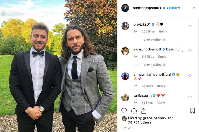 Zara Mcdermott comments on Sam Thompson and Pete Wicks's Instagram photo