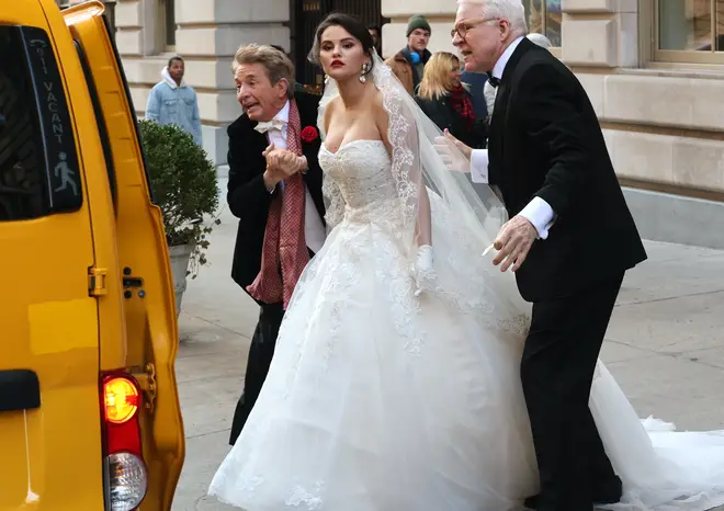 Selena, Steve and Martin filmed a wedding scene