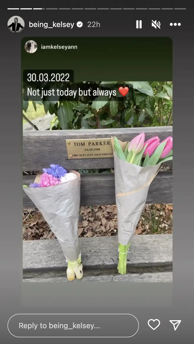 Kelsey visited Tom's memorial bench