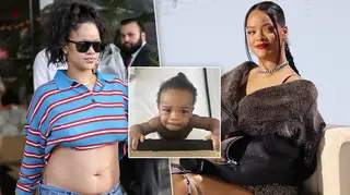 Rihanna was pictured with her baby boy on a rare outing