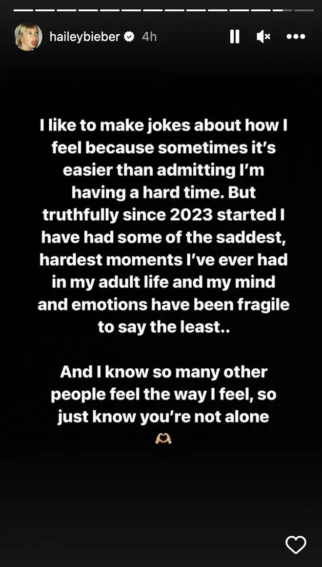 Hailey Beiber shared a statement to Instagram