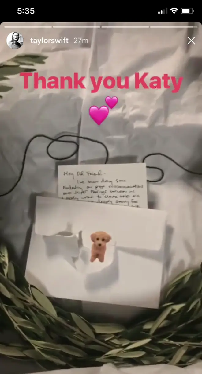Katy Perry sends Taylor Swift an actual olive branch on her tour