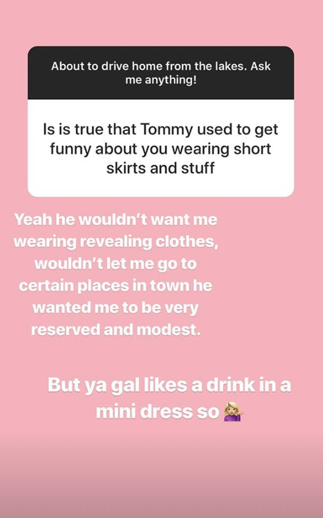Millie has claimed Tommy wouldn't like it if she wore revealing clothes