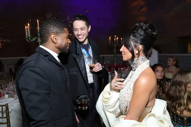 Usher, Pete Davidson and Kim Kardashian were pictured chatting backstage at the Met Gala