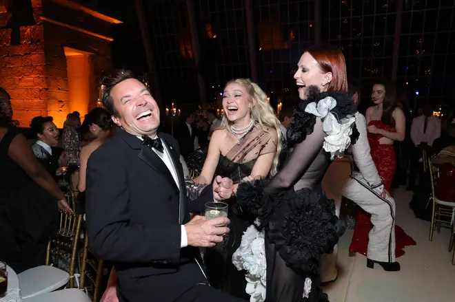 Jimmy Fallon, Gigi Hadid and Karen Elson at the Met Gala 2023