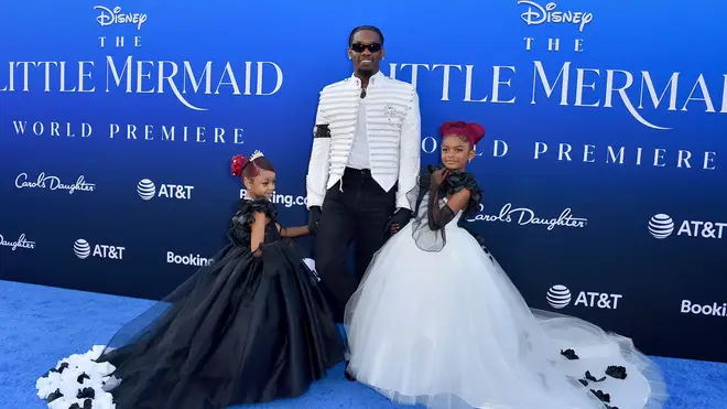 Offset and his daughters at The Little Mermaid premiere