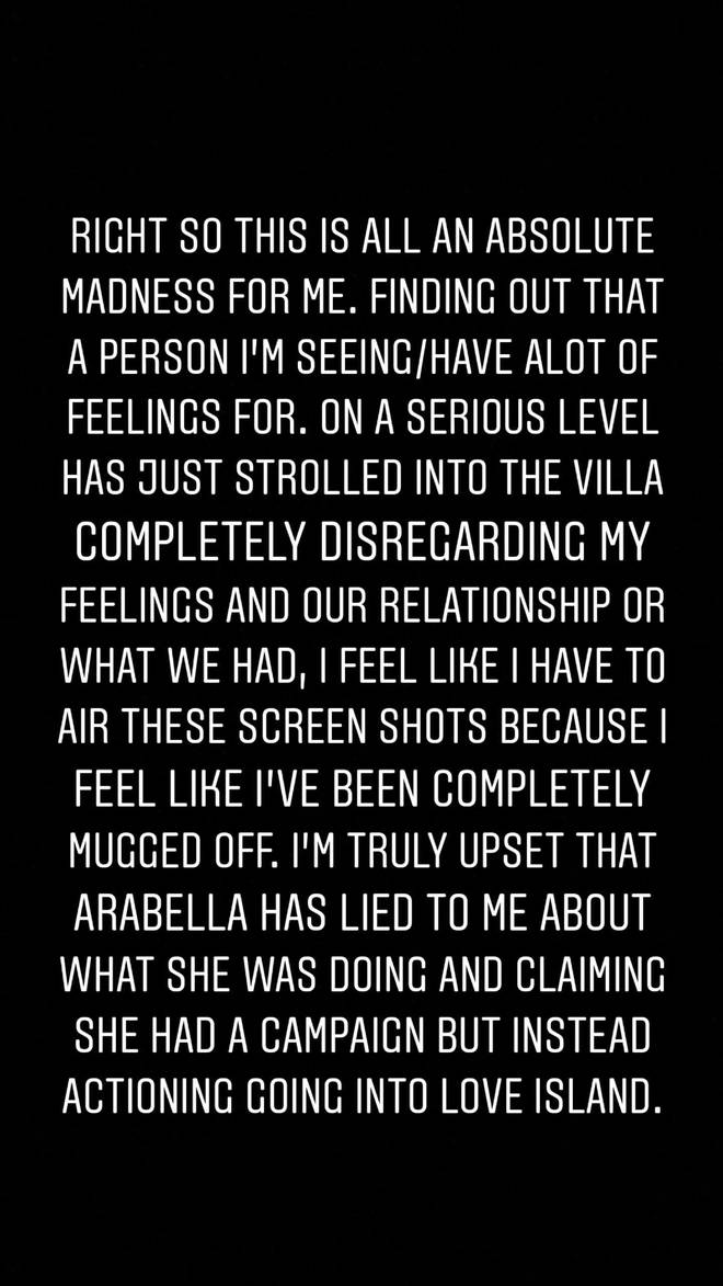 Charlie Frederick called out Arabella Chi on Instagram