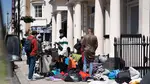 A group of migrants slept in the street in a row over their hotel accommodation last week