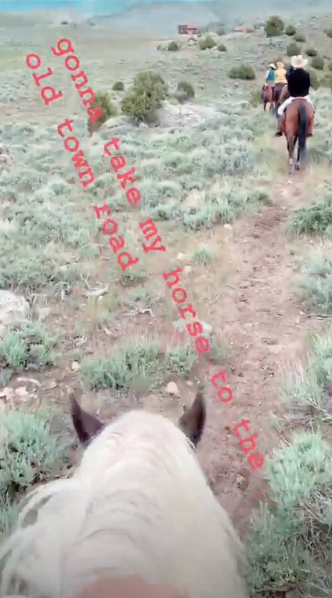 The wedding involved horse riding through a ranch