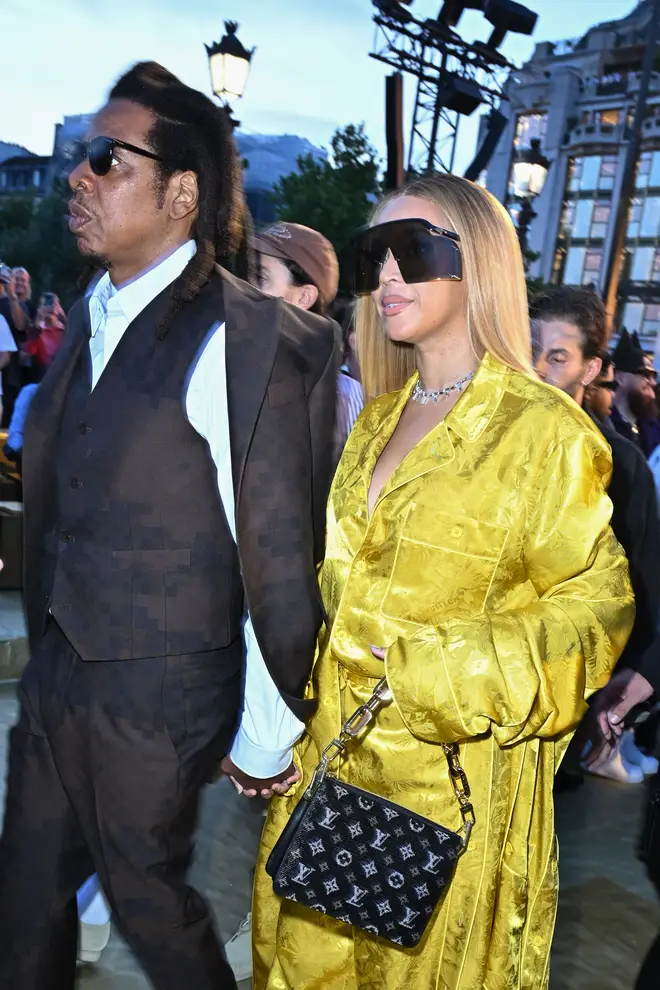 Jay-Z and Beyoncé arrive at the Louis Vuitton Menswear Spring/Summer 2024 show