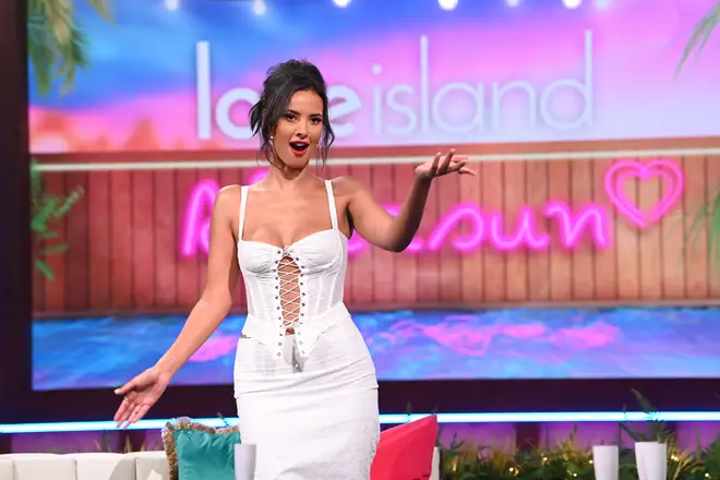 Maya Jama stunned in a white two-piece on Love Island Aftersun